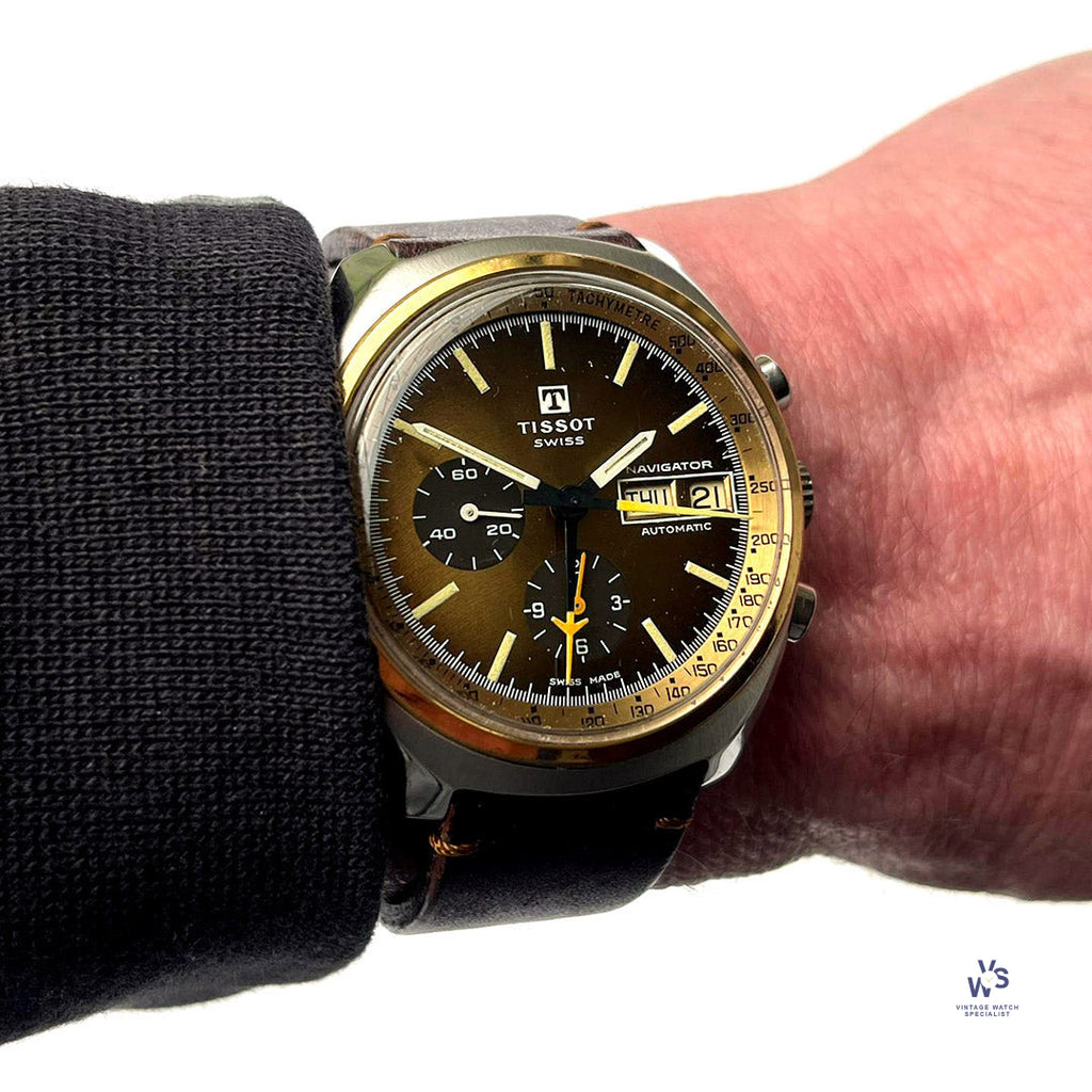 Tissot Navigator - Gold and Steel Automatic with Day Date Chronograph c.1971 Vintage Watch Specialist
